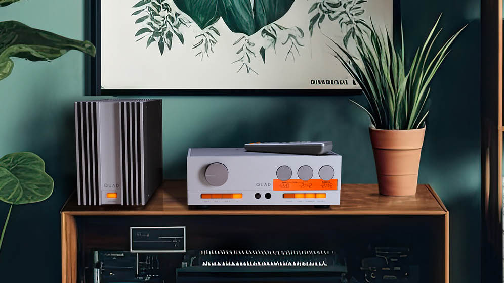 A vintage, wooden bookcase and a hipster home office desk with a desktop computer can be found in a plant filled, green, trendy living room. Generative AI